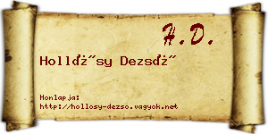 Hollósy Dezső névjegykártya